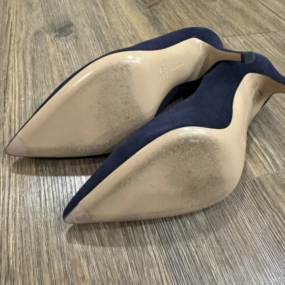 Gianvito Rossi Blue Suede Manolo Blahnik Pointed Toe Pumps - Picture 7 of 11